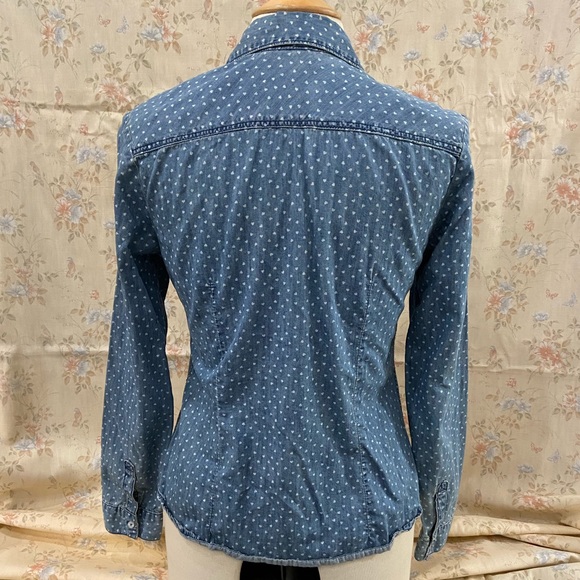 Tiny Hearts Print Denim Buttondown - Picture 4 of 5